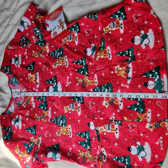 Christmas, Winter, Holiday, Disney Winnie The Pooh And Rudolph Nurse Scrubs Sz M - Picture 4 of 5